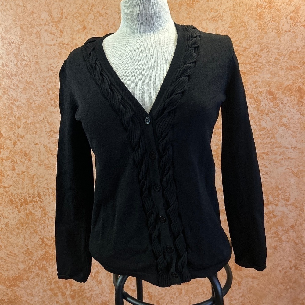 KASPER Black Knit Cardigan Sweater size Small